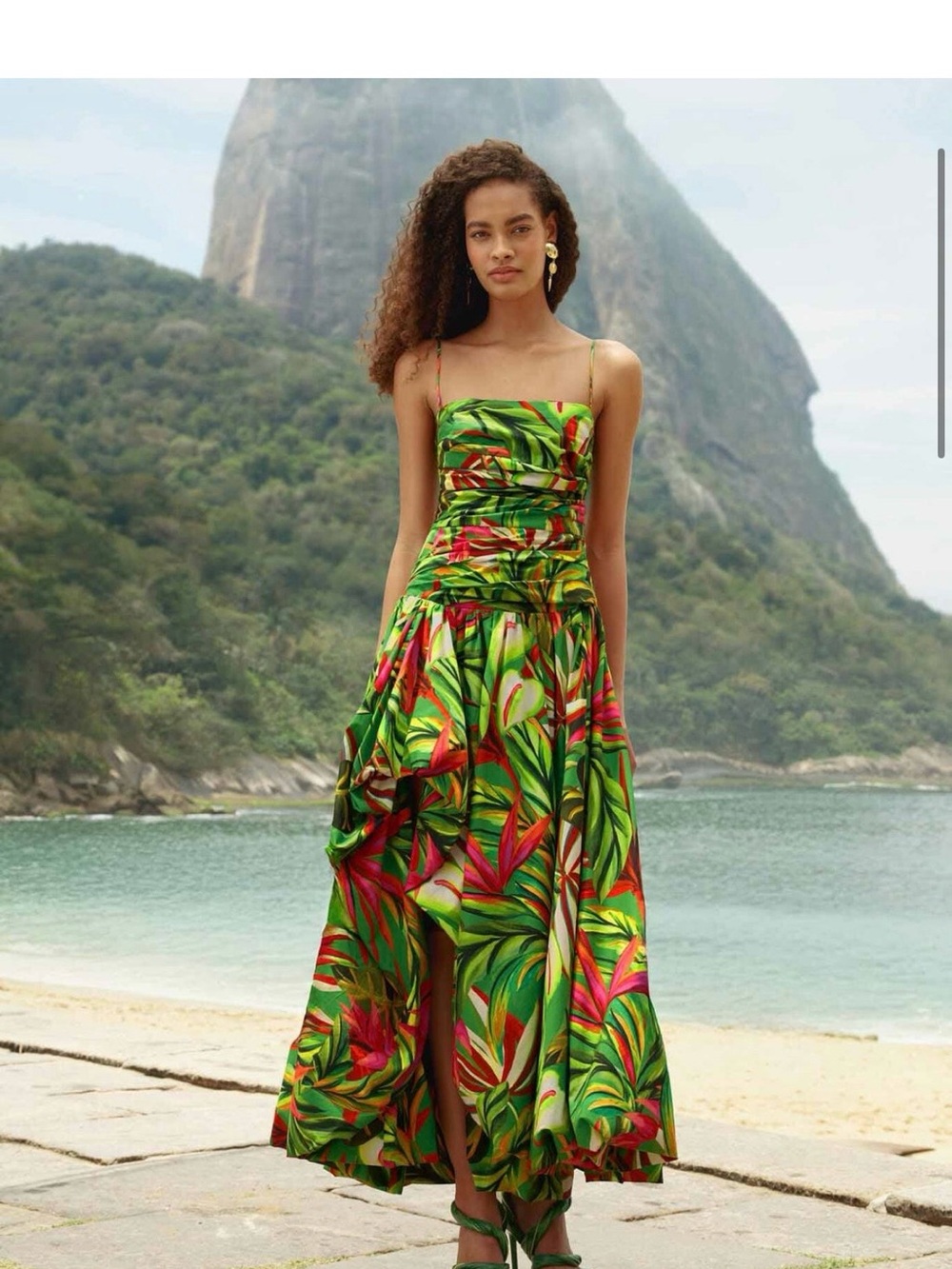 Farm Rio Tropical Dream Green Maxi Dress Organic Cotton NWT Size M